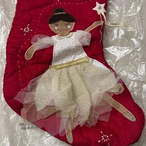 Pottery Barn Kids Red and White Quilted Stocking NIB Valentina